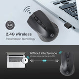 UP M15 Wireless Mouse, Portable USB Optical Wireless Computer Mouse with USB Receiver for Laptop, PC - (Black)