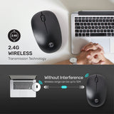 UP M204 Wireless Mouse, 1600 DPI, 3 button Mouse, Ergonomic Optical Mouse, USB Computer Mouse for Laptop, PC, Chromebook, Notebook Black