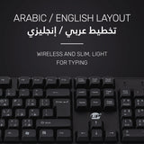 UP Wireless Keyboard and Mouse Combo, Premium USB-C 2.4Ghz Cordless Multimedia Keyboard and 6 Button Optical Dpi Mice with Dual Interface Nano Receiver, English and Arabic Keys